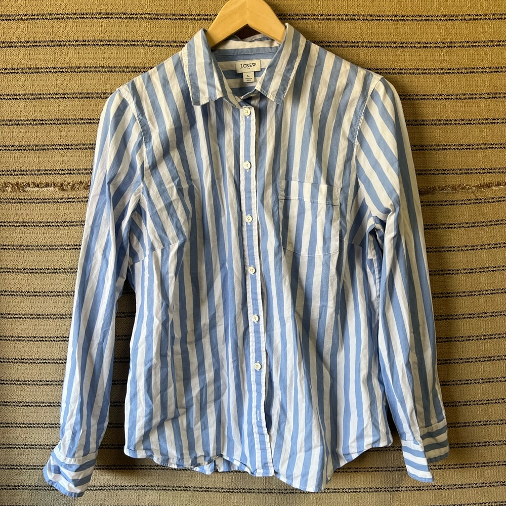J. Crew Blue & White Stripe Button Down Shirt
